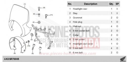 KIT,HEAD LIGHT VISOR CL500AS de 2025